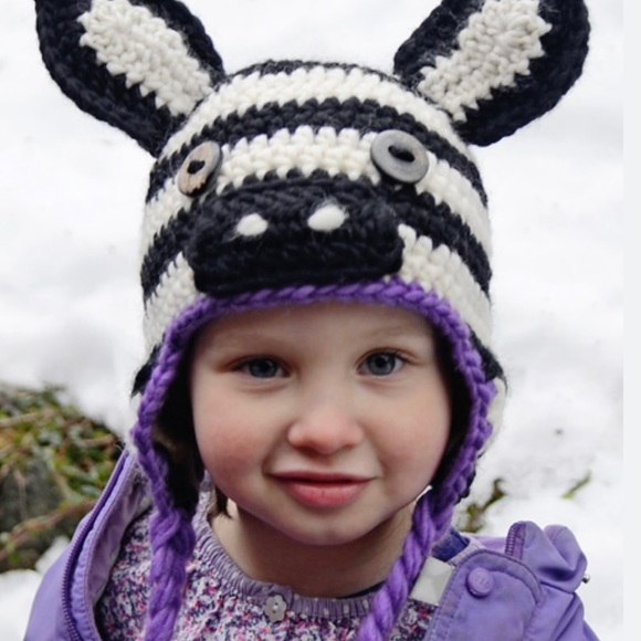 NWT Crochet Zebra Kids Hat Unisex Alpaca Hand Made in Peru Cute Fun Warm - Picture 5 of 5